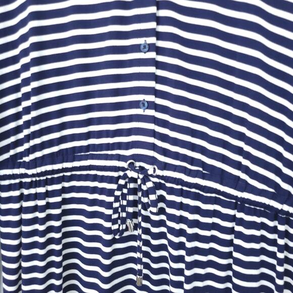 NEW Mott 50 Swimsuit Coverup Dress UPF 50 Small Blue Stripe Hooded Long Sleeve - Picture 6 of 8